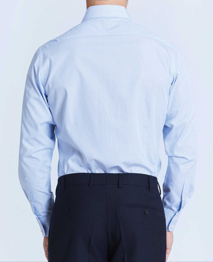 noah blue white stripe made to measure shirt model back 1