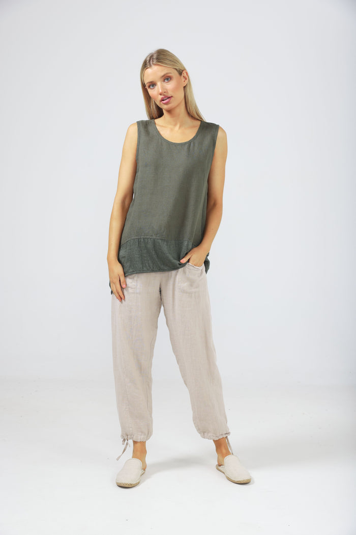 women's Thyme Linen sleeveless top | The Shanty Corporation