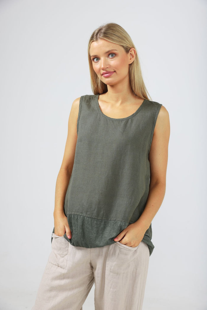 Nomad Knit sleeveless top Thyme green | The Shanty Corporation