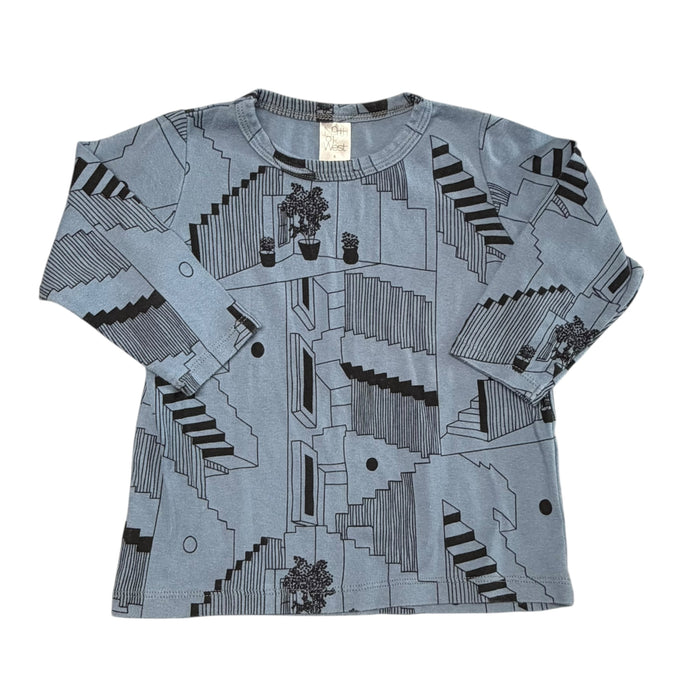 North Of West | Blue & Black Print Long Sleeve Shirt | 6