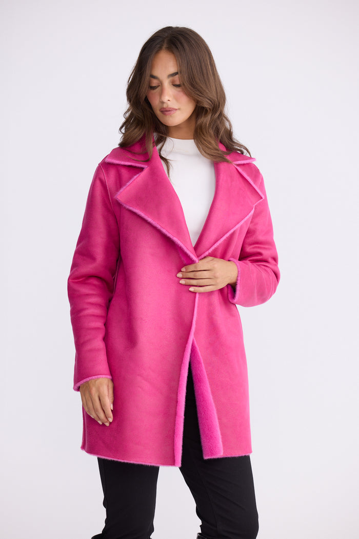 Brave + True Odette Faux Fur Reversible Coat in Hot Pink | Women's Coats | Gretel Lane