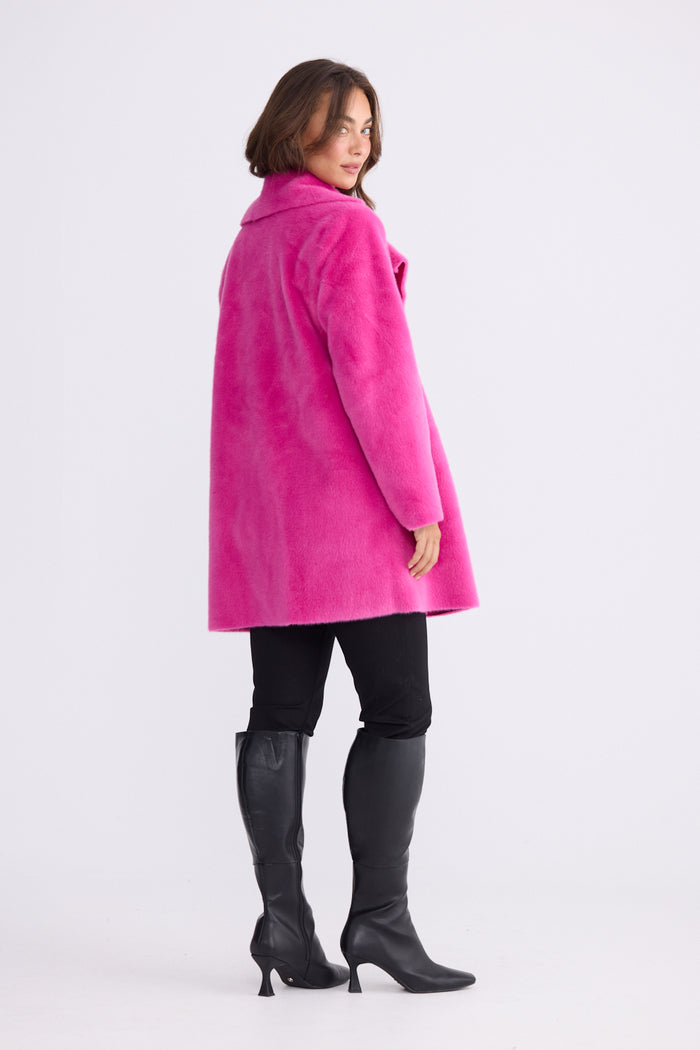Brave + True Odette Faux Fur Reversible Coat in Hot Pink | Women's Coats | Gretel Lane