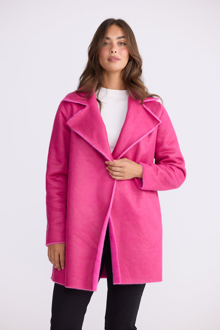 Brave + True Odette Faux Fur Reversible Coat in Hot Pink | Women's Coats | Gretel Lane