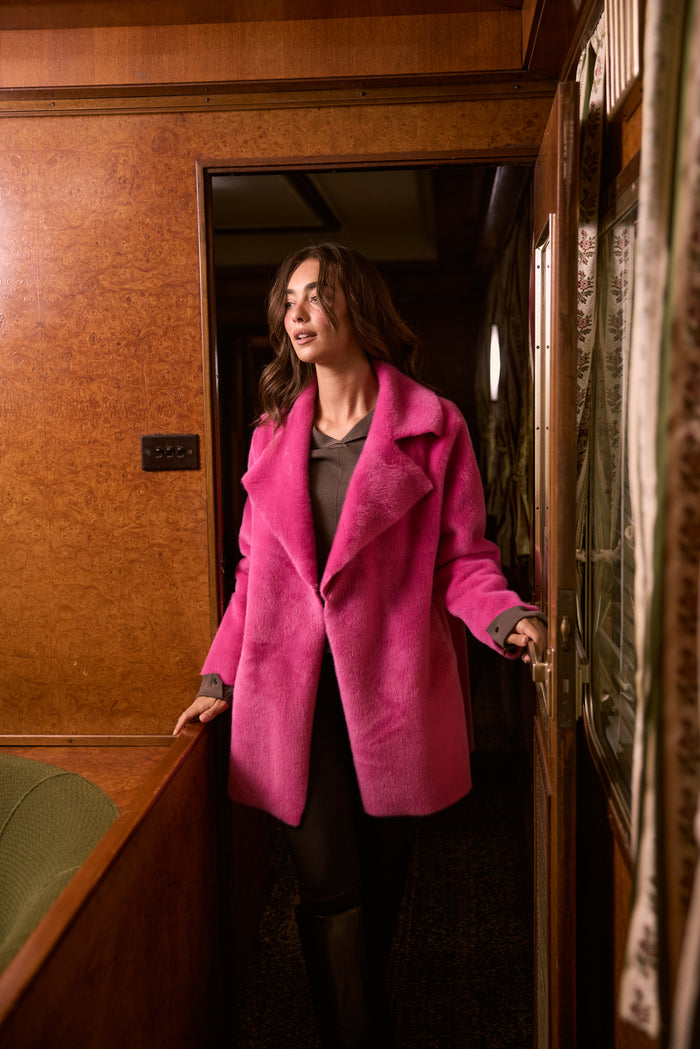 Brave + True Odette Faux Fur Reversible Coat in Hot Pink | Women's Coats | Gretel Lane