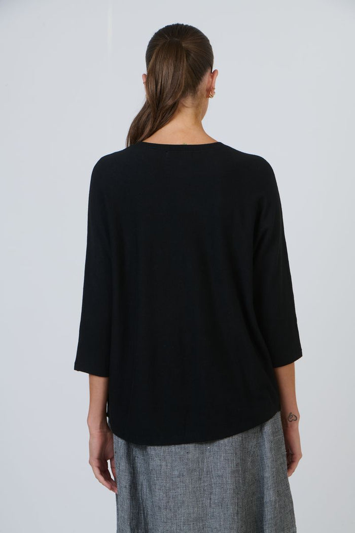 Naturals by O&J OJ-W41 Women's 3/4 Sleeve Knit Jumper Black | Women's Clothing | Gretel Lane