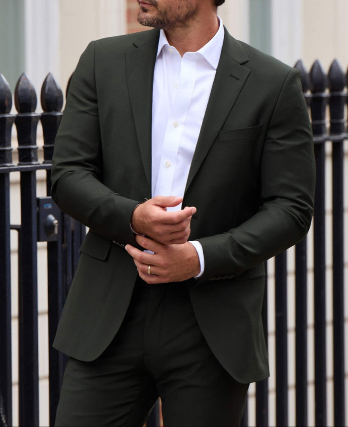 Green wool blend suit