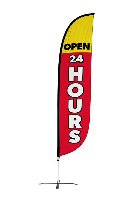 Open 24 Hours Feather Flag