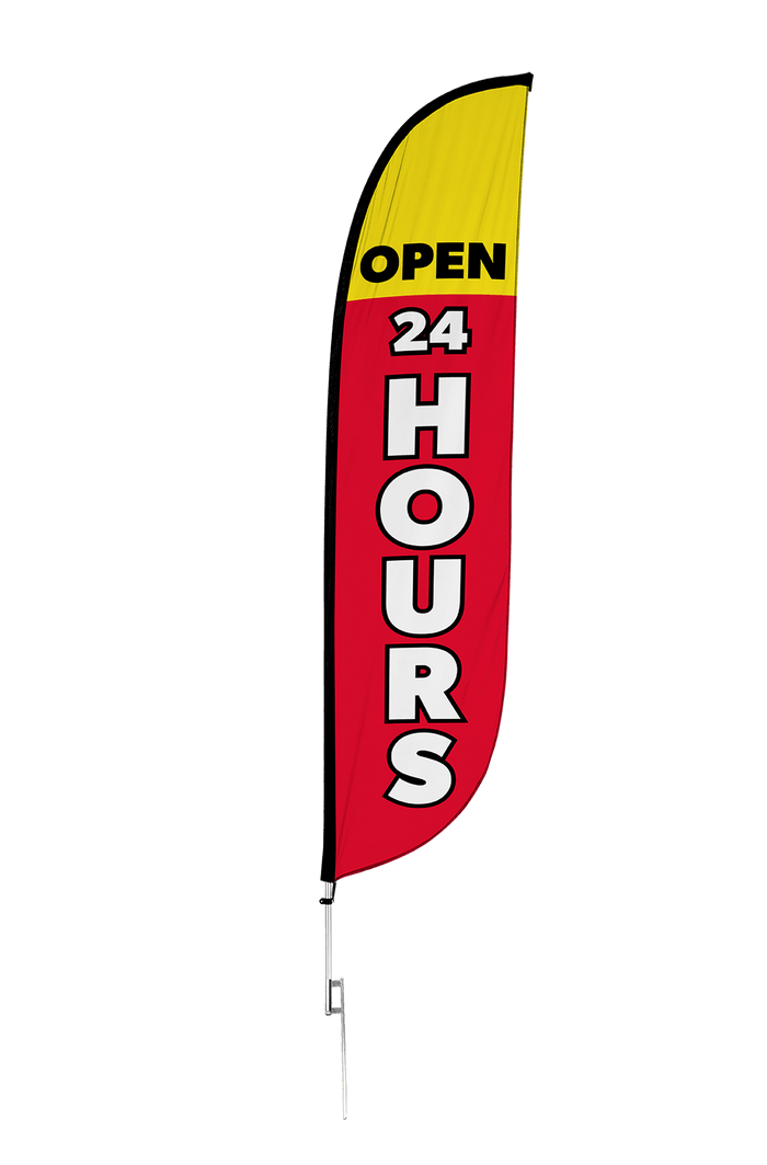 Open 24 Hours Feather Flag