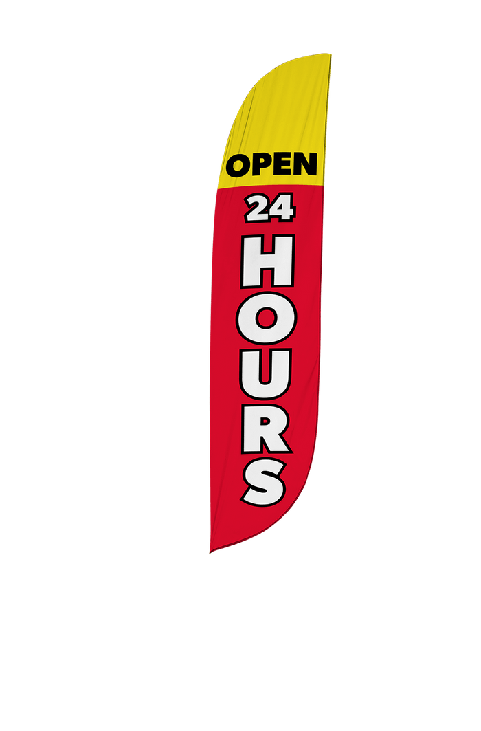 Open 24 Hours Feather Flag