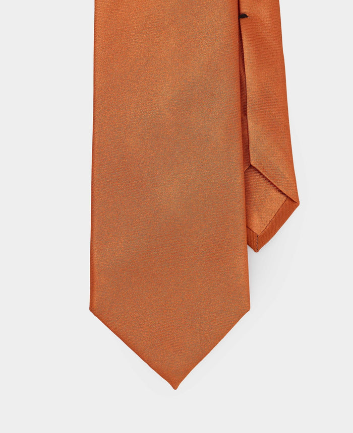 Men's Orange Seven Fold Silk Tie