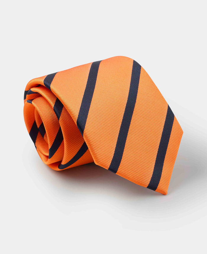 Men's Orange Stripe Silk Tie rolled up