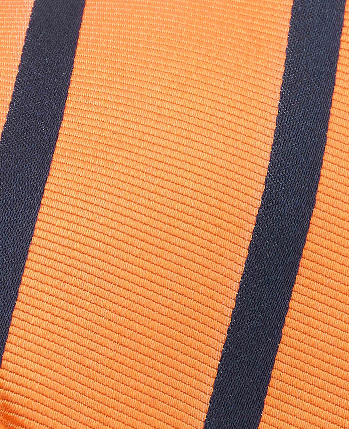 Men's Orange Stripe Silk Tie fabric detail