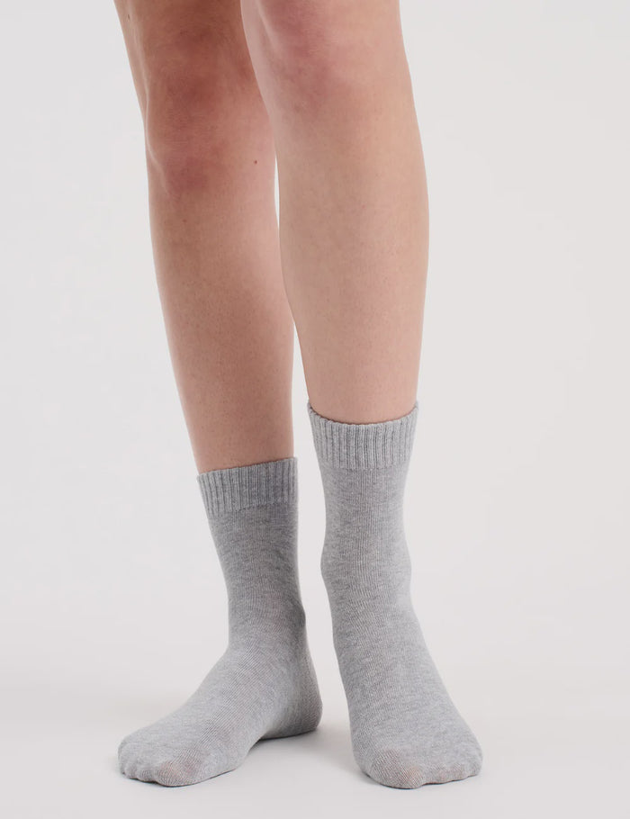 Organic Cotton Rib Crew Sock (Grey Marle)