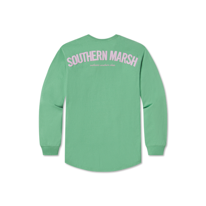 Asparagus with Pink Seersucker | Original Rebecca Jersey | Womens Fit Long Sleeve T-Shirt | Back