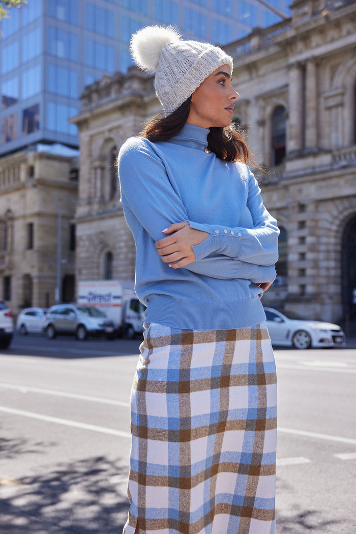 Oxford Skirt (Blue + Tan Check)