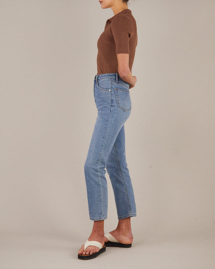 Women's Cocoa Rib Knit Polo Top | Amelius