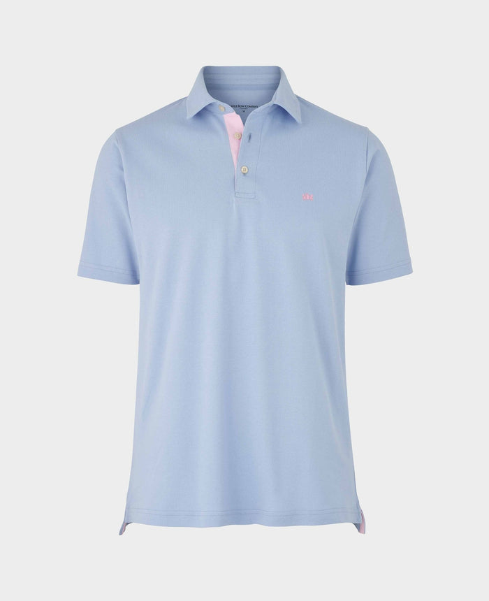 Men's Pale Blue Cotton Piqué Short Sleeve Polo Shirt mannequin shot