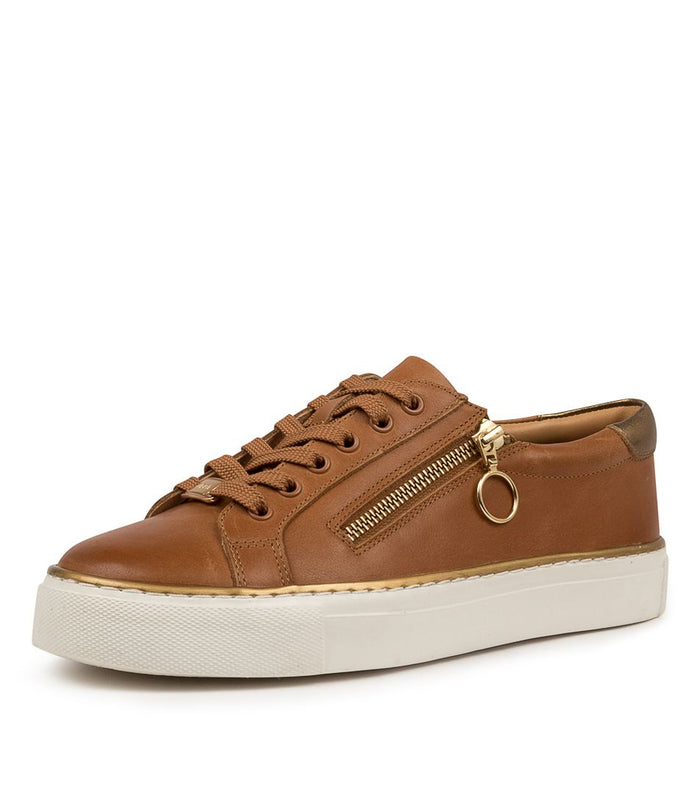 Ziera Women's Tan Zip up Pamela Sneaker | Gretel Lane