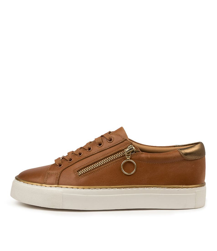 Ziera Women's Tan Zip up Pamela Sneaker | Gretel Lane