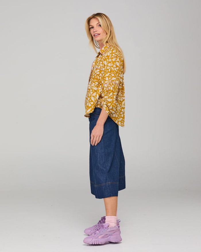 Boom Shankar Women's Mustard Print Pari Shirt | Gretel Lane