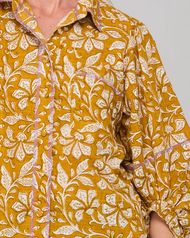 Boom Shankar Women's Mustard Print Pari Shirt | Gretel Lane