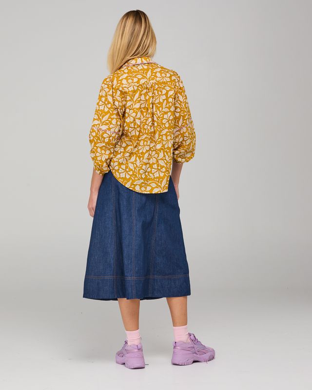 Boom Shankar Women's Mustard Print Pari Shirt | Gretel Lane