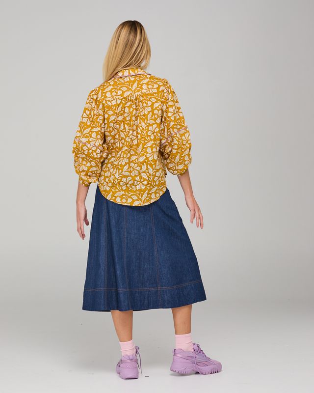 Boom Shankar Women's Mustard Print Pari Shirt | Gretel Lane
