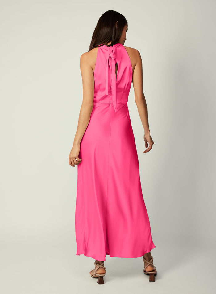 Paris Halter Midi Dress (Pink)