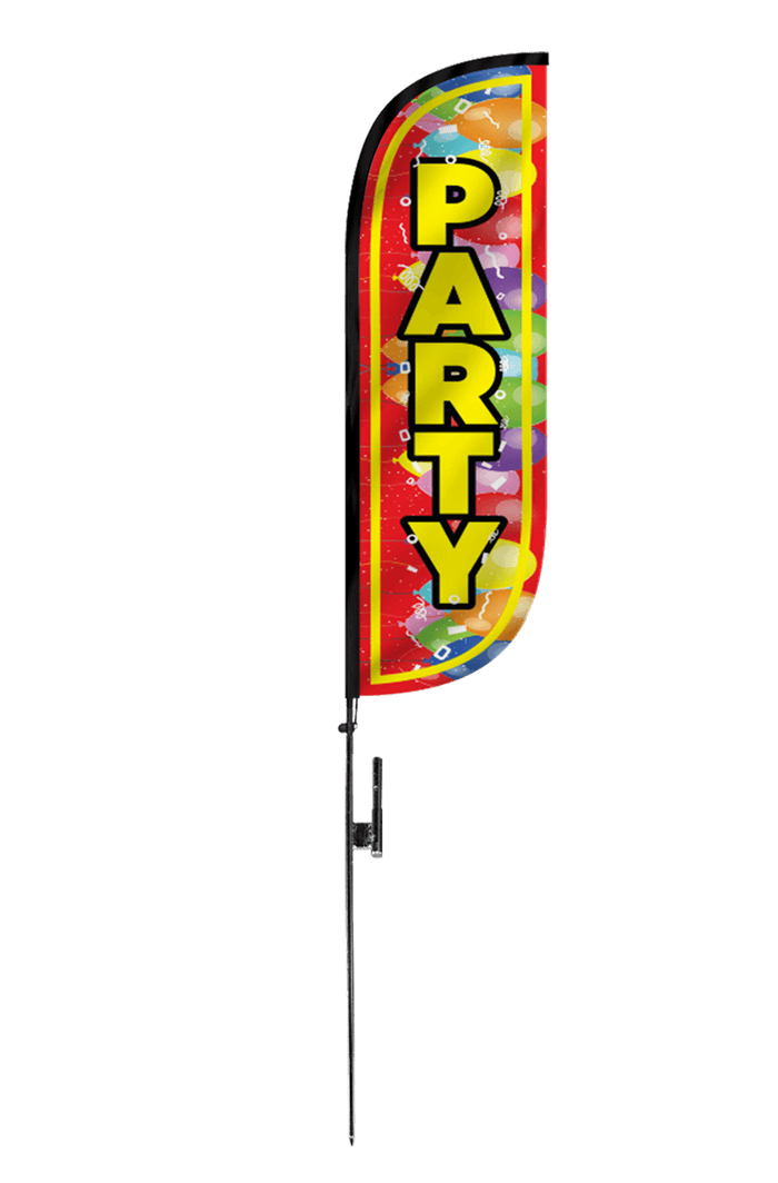 Party Feather Flag with Balloons