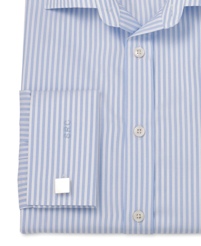patrick blue satin stripe made to measure shirt cuff detail
