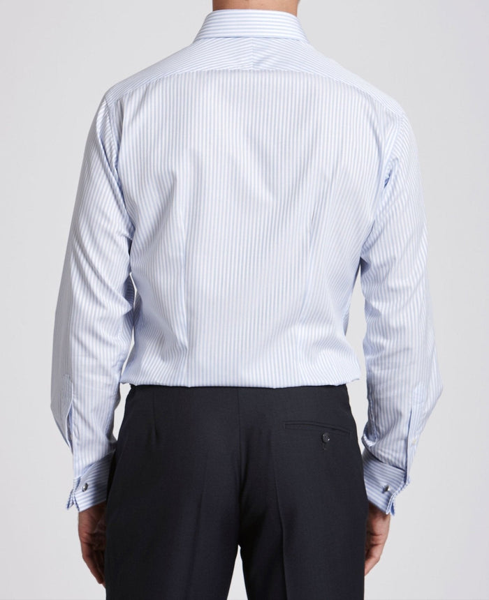 patrick blue satin stripe made to measure shirt model back