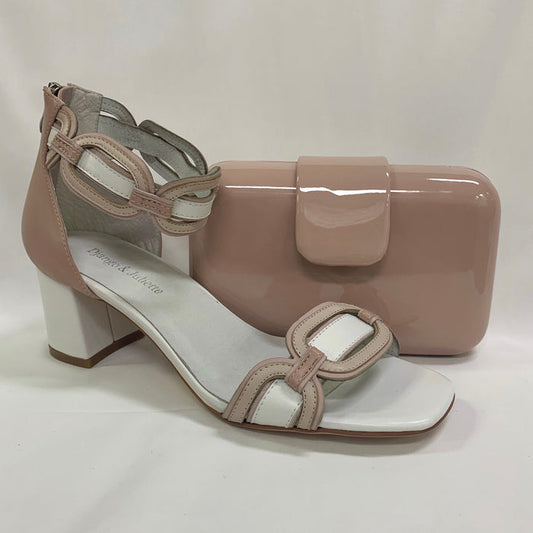 Pebbler Leather Heeled Sandals (White Multi)