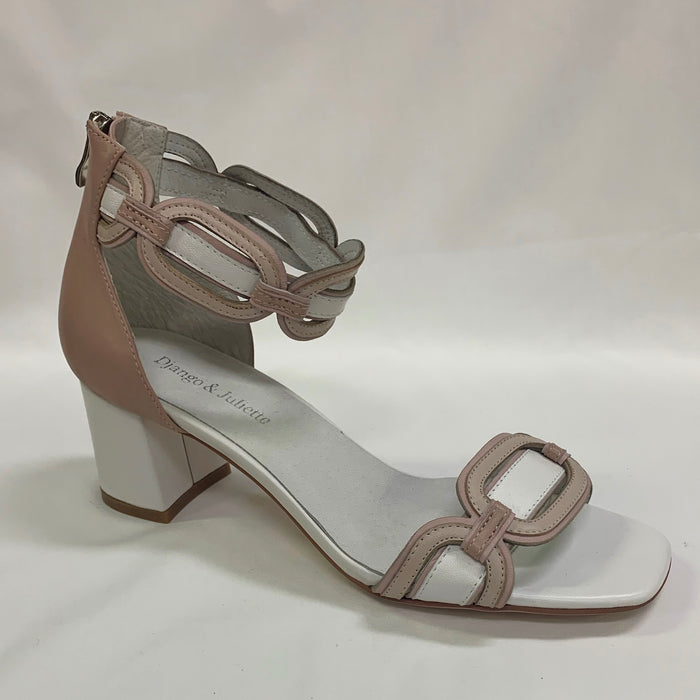Pebbler Leather Heeled Sandals (White Multi)