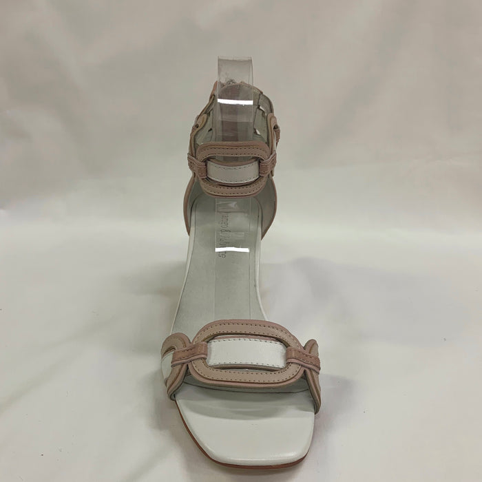 Pebbler Leather Heeled Sandals (White Multi)