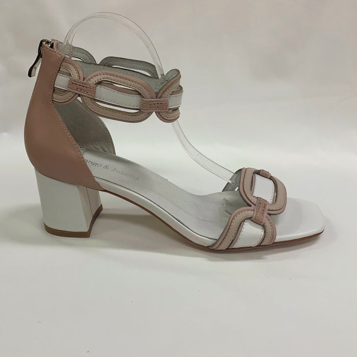 Pebbler Leather Heeled Sandals (White Multi)