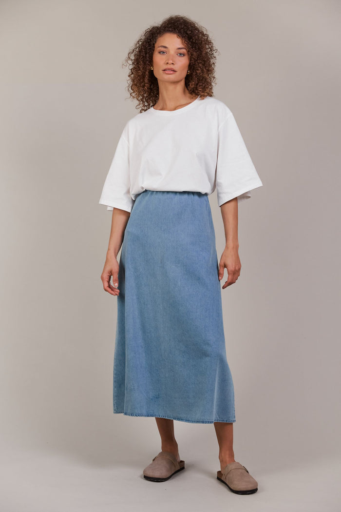 Pepi Denim Midi Skirt (Denim)