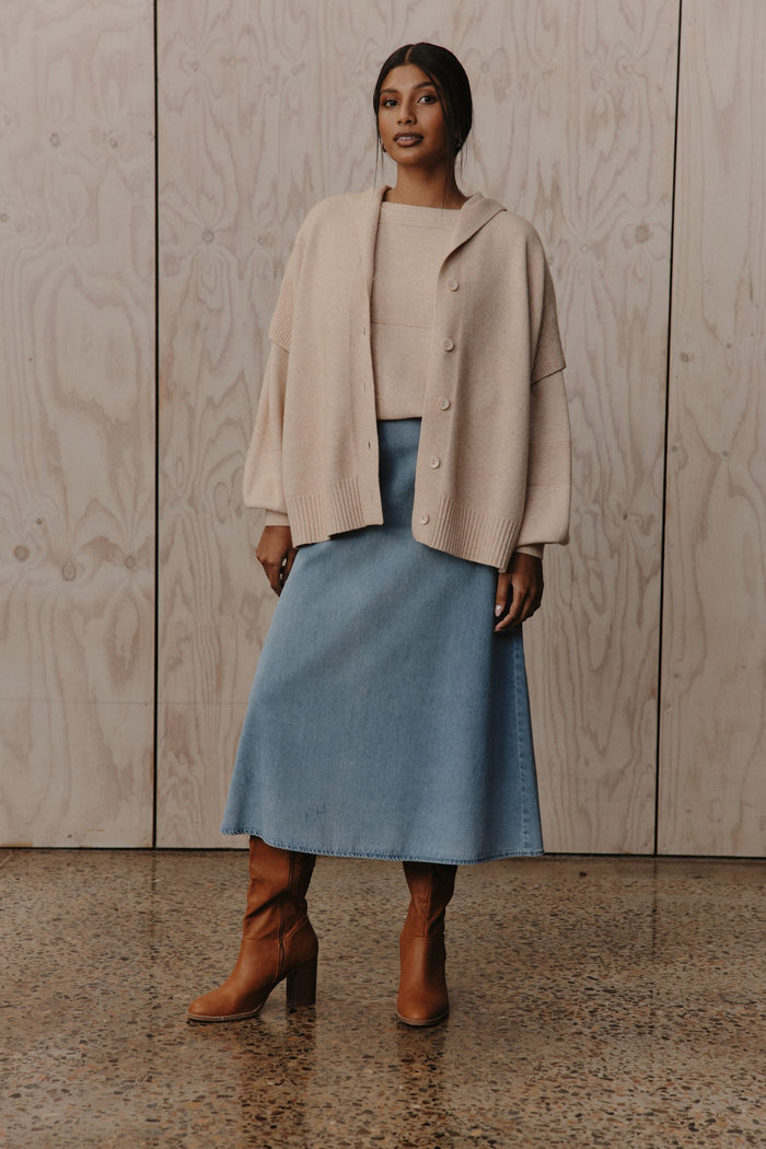 Pepi Denim Midi Skirt (Denim)