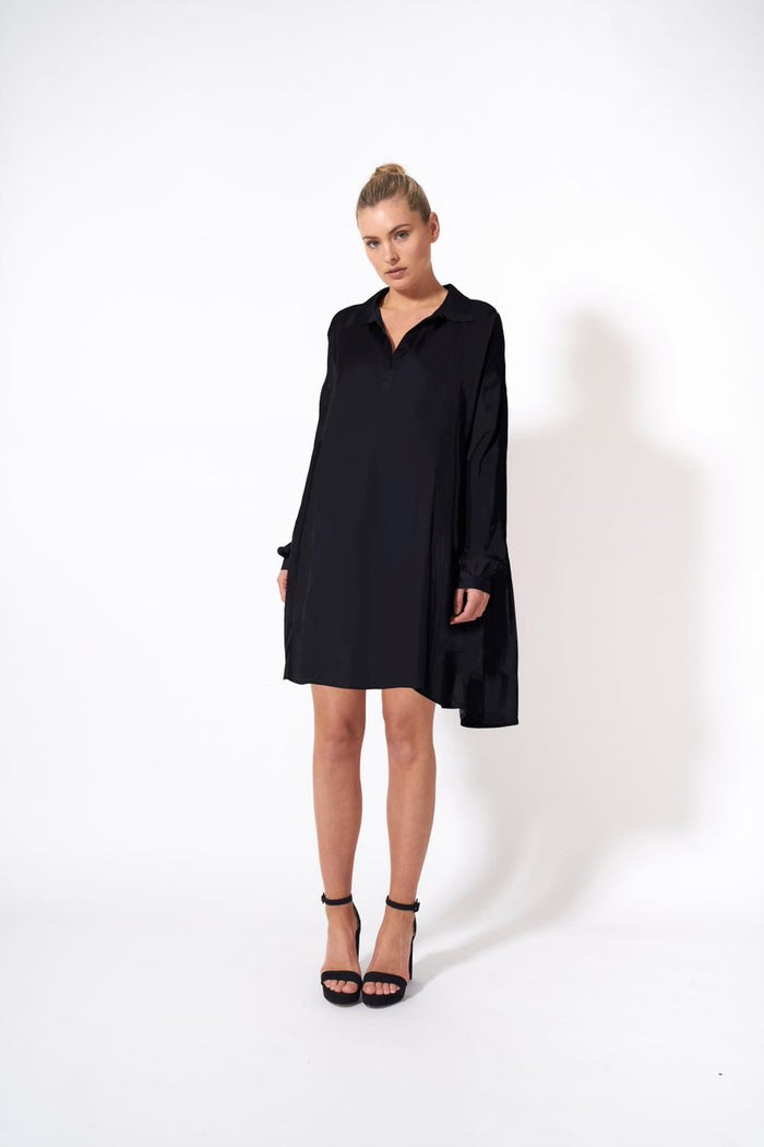 Perception Oversized Shirt Dress - Black | Fate & Becker