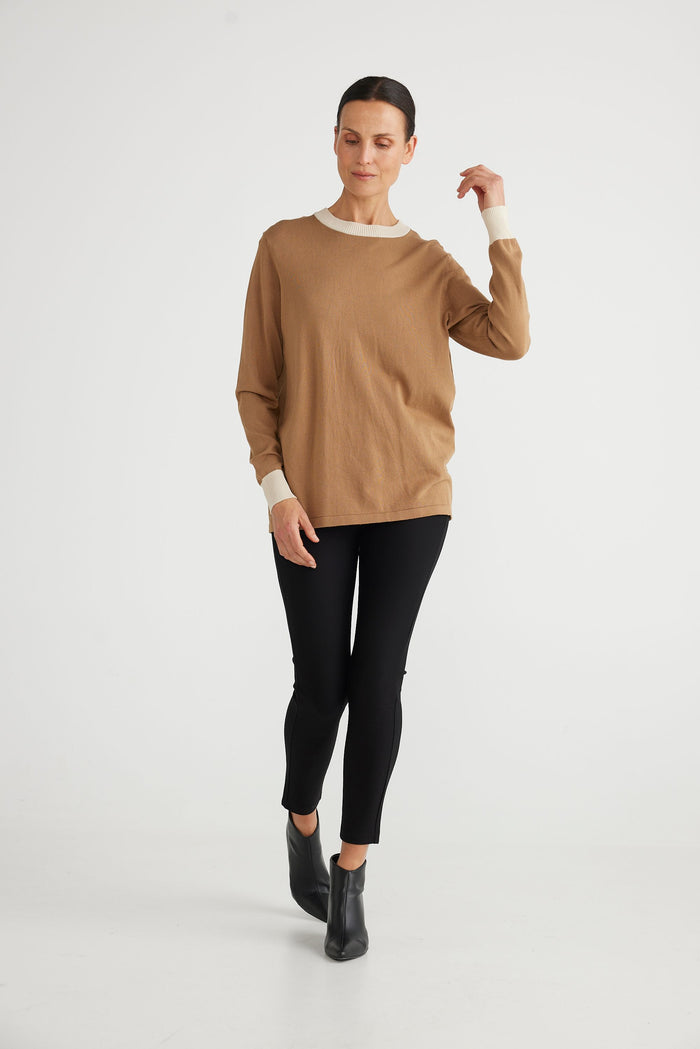 women's bronze knit crew neck jumper | women's winter knit sweater