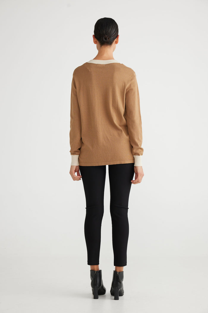 women's bronze knit crew neck jumper | women's winter knit sweater