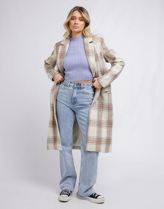 All About Eve Phillipa Longline Coat in Blue/Cream Check | Gretel Lane