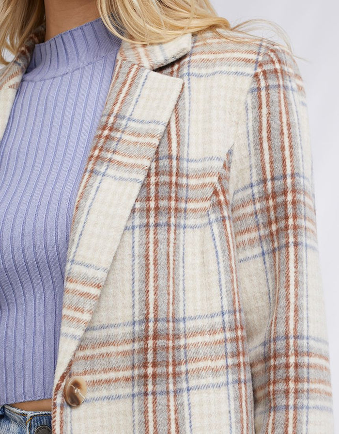 All About Eve Phillipa Longline Coat in Blue/Cream Check | Gretel Lane