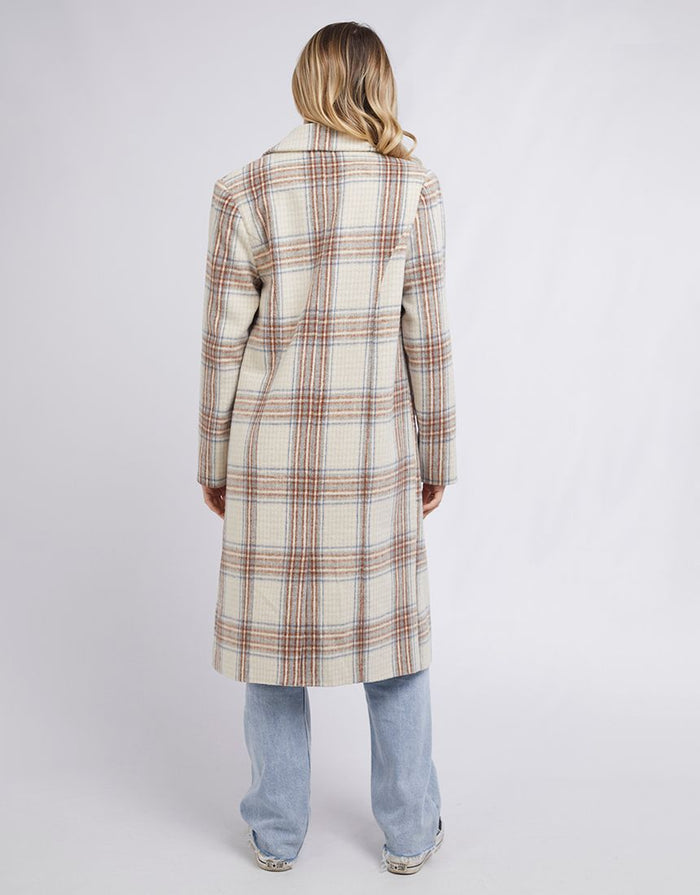 All About Eve Phillipa Longline Coat in Blue/Cream Check | Gretel Lane