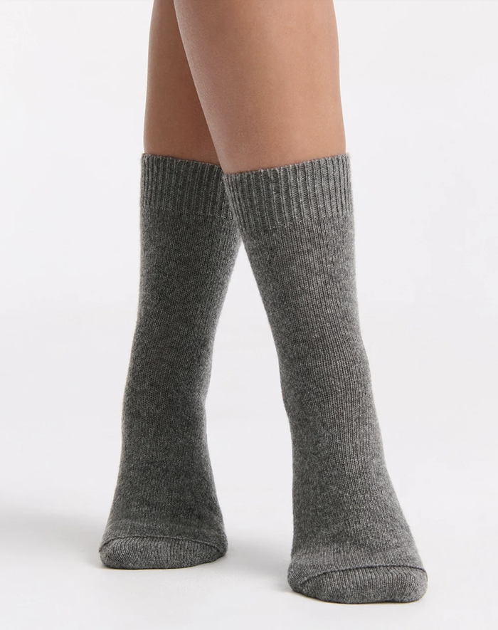 Levante Pina Wool Blend Crew Sock in Charcoal | Women's Socks | Gretel Lane