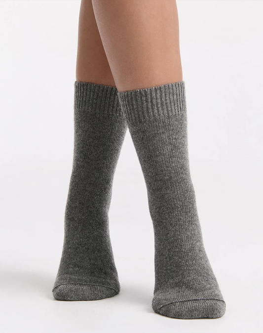 Levante Pina Wool Blend Crew Sock in Charcoal | Women's Socks | Gretel Lane
