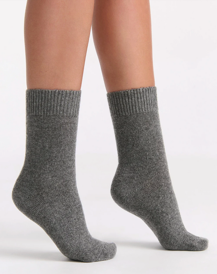 Levante Pina Wool Blend Crew Sock in Charcoal | Women's Socks | Gretel Lane