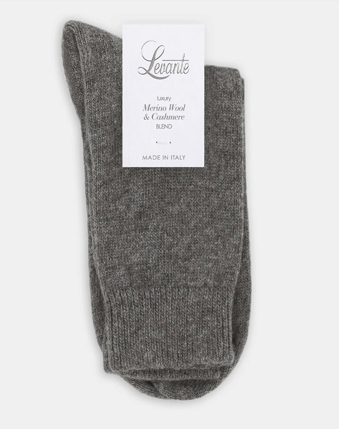Levante Pina Wool Blend Crew Sock in Charcoal | Women's Socks | Gretel Lane
