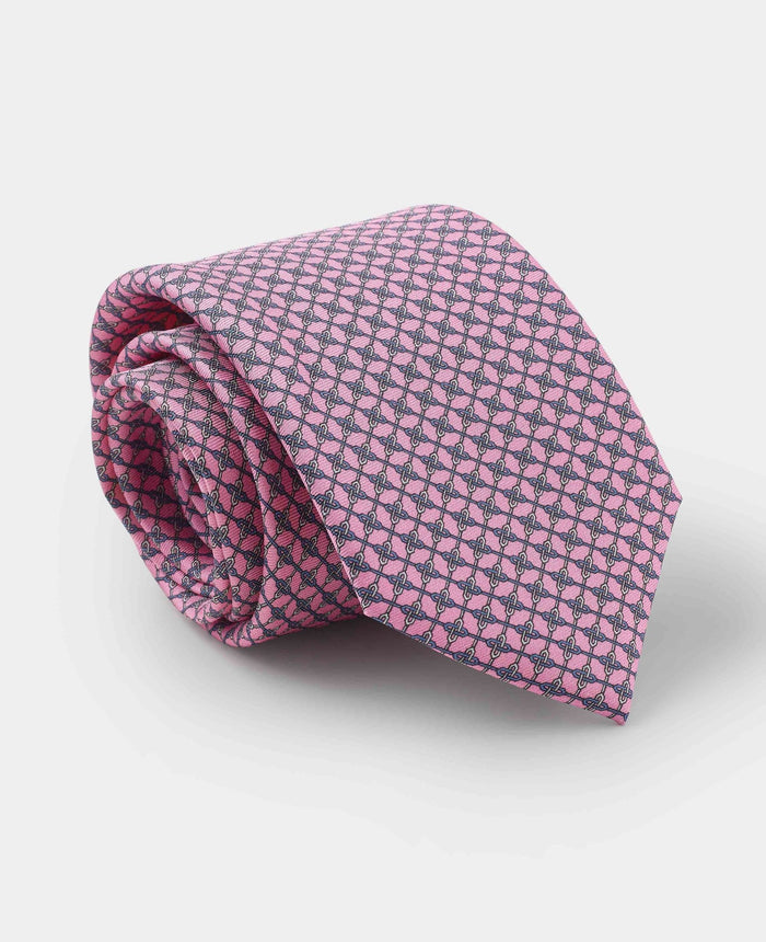 Men's Pink Chain Silk Tie rolled up