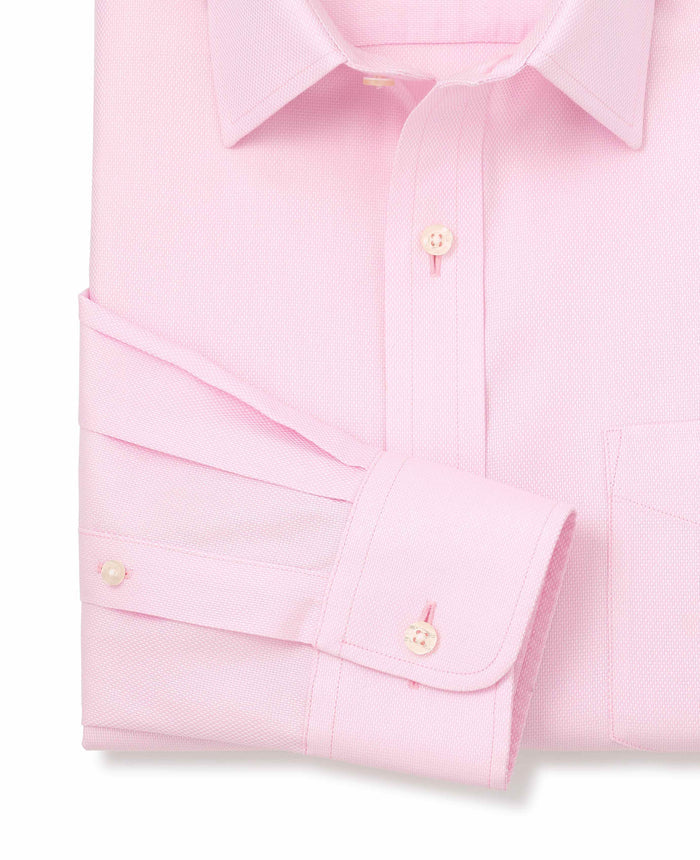 pink cotton classic fit non iron shirt single cuff 2038pnk No Tie detail