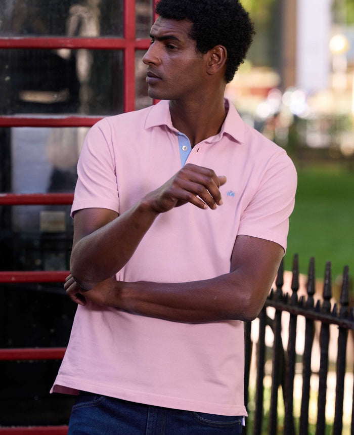 Pink Cotton Pique Short Sleeve Polo Shirt
